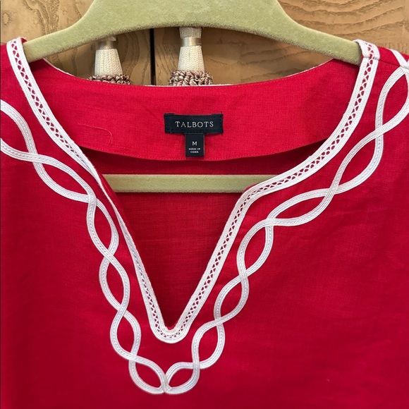 Talbots Red Tunic with White cord design - Picture 3 of 8